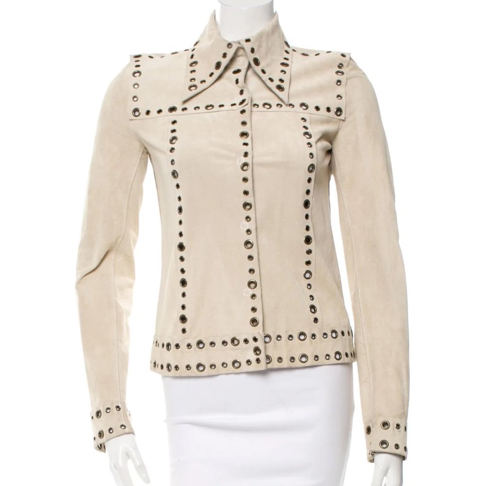 DOLCE & GABBANA Suede Grommet Jacket